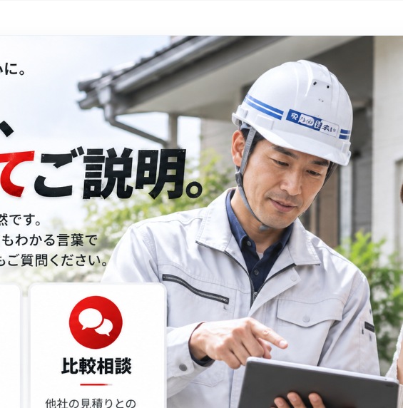 専門スタッフが住宅の状態を説明するイメージ